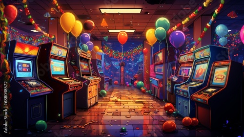 Retro Arcade New Year's Eve, New Year, Generative Ai