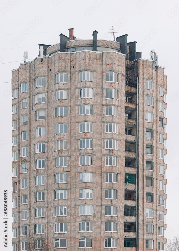 Communist residential building in the form of a tower.