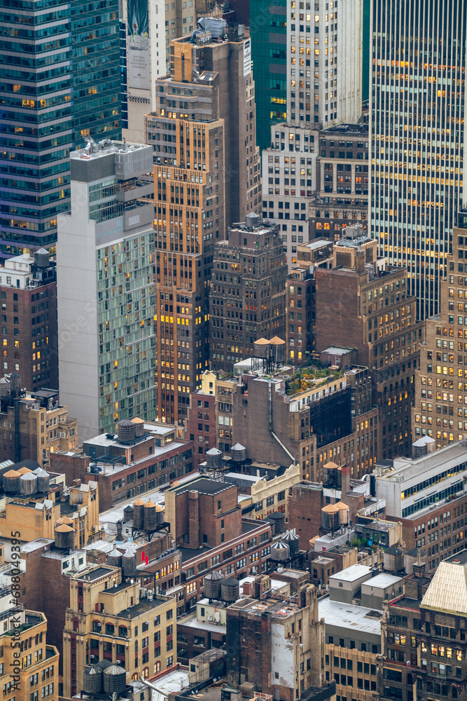 Aerial view with details of New York city skyline Aerial view with details of New York city skyline