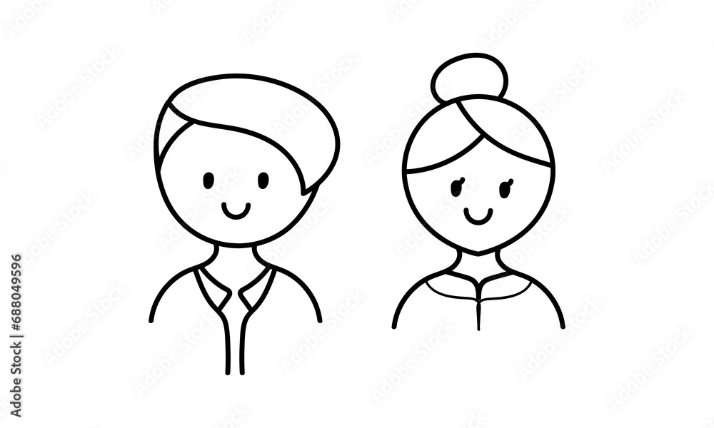 hand drawn of boy and girl face characters with cute and adorable faces hand drawn of boy and girl face characters with cute and adorable faces