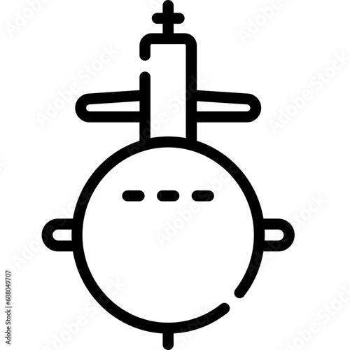 Submarine icon. Outline design. For presentation, graphic design, mobile application.