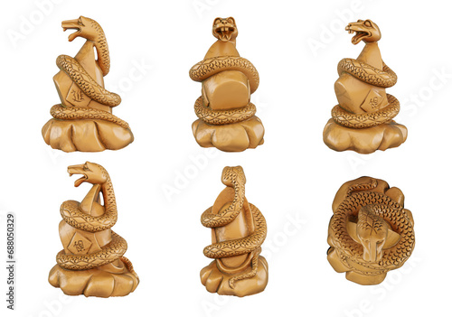 Fototapeta Naklejka Na Ścianę i Meble -  Free PNG 3d model of snake in 12 zodiac animals on transparent background.