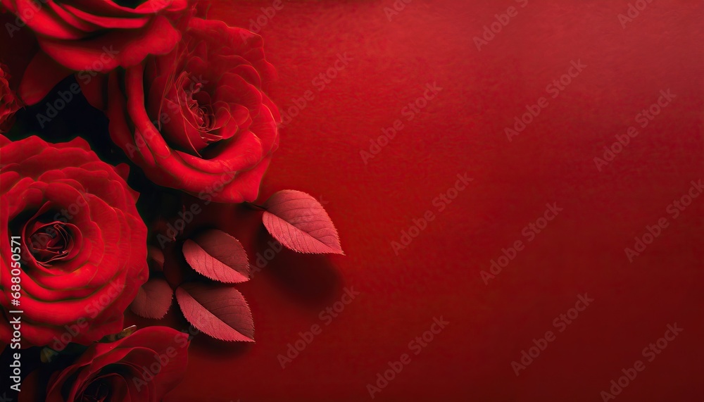 beauty red background with red rose leafs