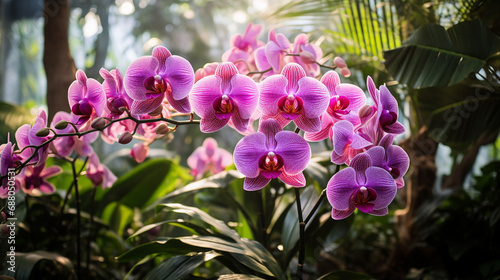 Captivating standout orchid exuding elegance amongst flowers in tropical garden  AI Generated