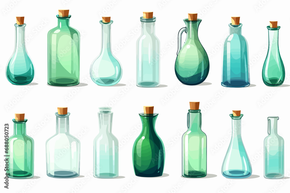 Glass bottles isolated vector style on isolated background illustration Glass bottles isolated vector style on isolated background illustration
