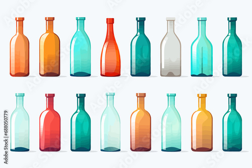 Glass bottles isolated vector style on isolated background illustration