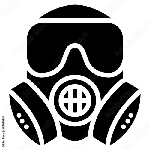Gas mask icon. Solid design. For presentation, graphic design, mobile application.