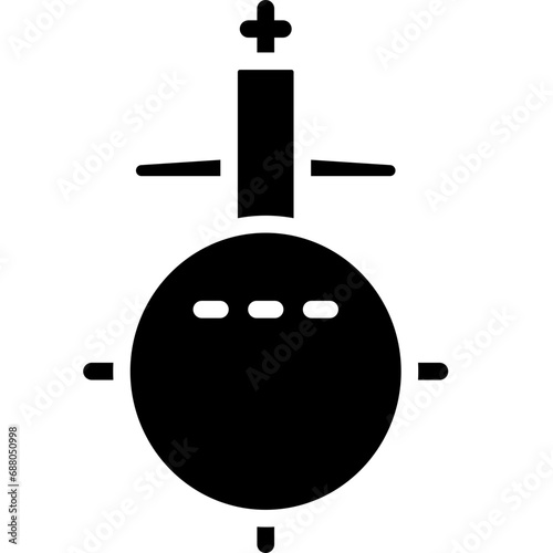 Submarine icon. Solid design. For presentation, graphic design, mobile application.
