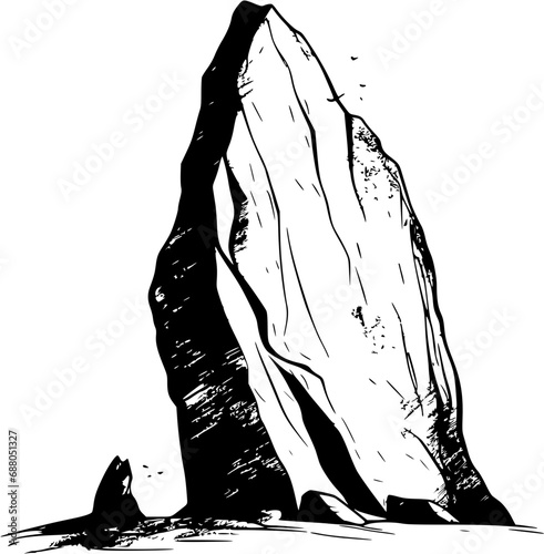 Bouldering Rock Vintage Outline Icon In Hand-drawn Style