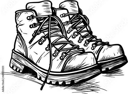 Climbing Shoes Vintage Outline Icon In Hand-drawn Style