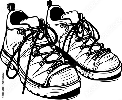 Climbing Shoes Vintage Outline Icon In Hand-drawn Style