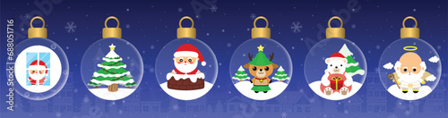 Set of Christmas decorations vector pattern Used for design and decoration. new year greeting card christmas greeting cards In a cute, childlike style