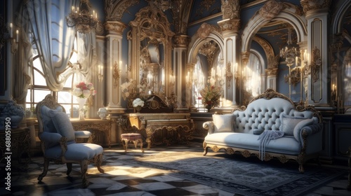 Interior of a cozy room in Baroque style