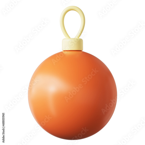 Red Ball, Christmas Ornament, illustrated in a plastic 3D style. 3d illustration with transparent background.