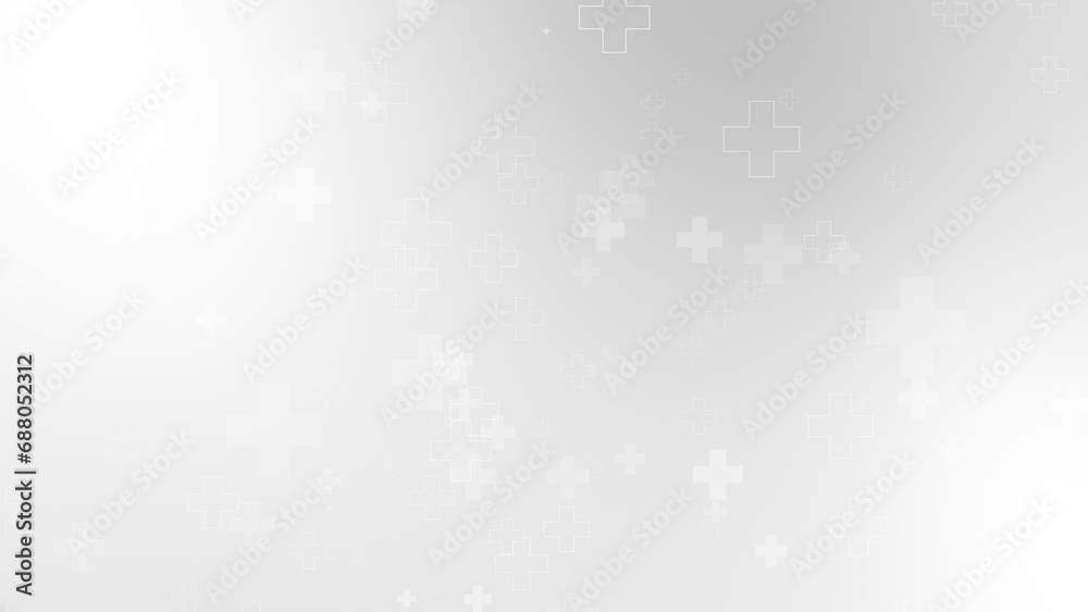 Abstract medical white gray cross pattern background.