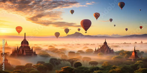 Amazing landscape of Bagan Balloons