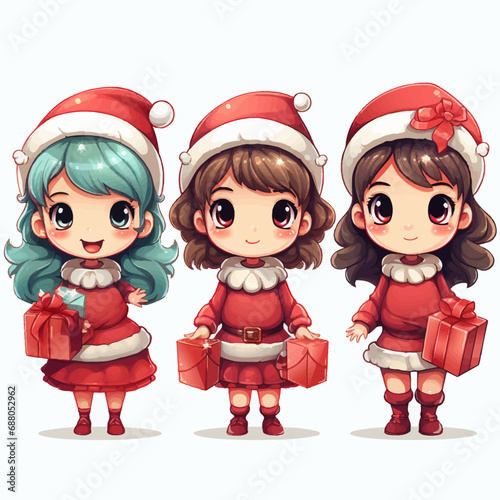 christmas, santa, claus, holiday, cartoon, santa claus, xmas, winter, illustration, red, vector, gift, hat, isolated, celebration, fun, baby, elf, children, boy, smile, funny, character, snow, child