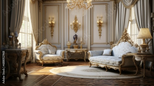 Interior of a cozy room in Empire style