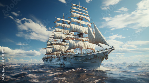 3d rendered photo of ship on the ocean made with generative AI