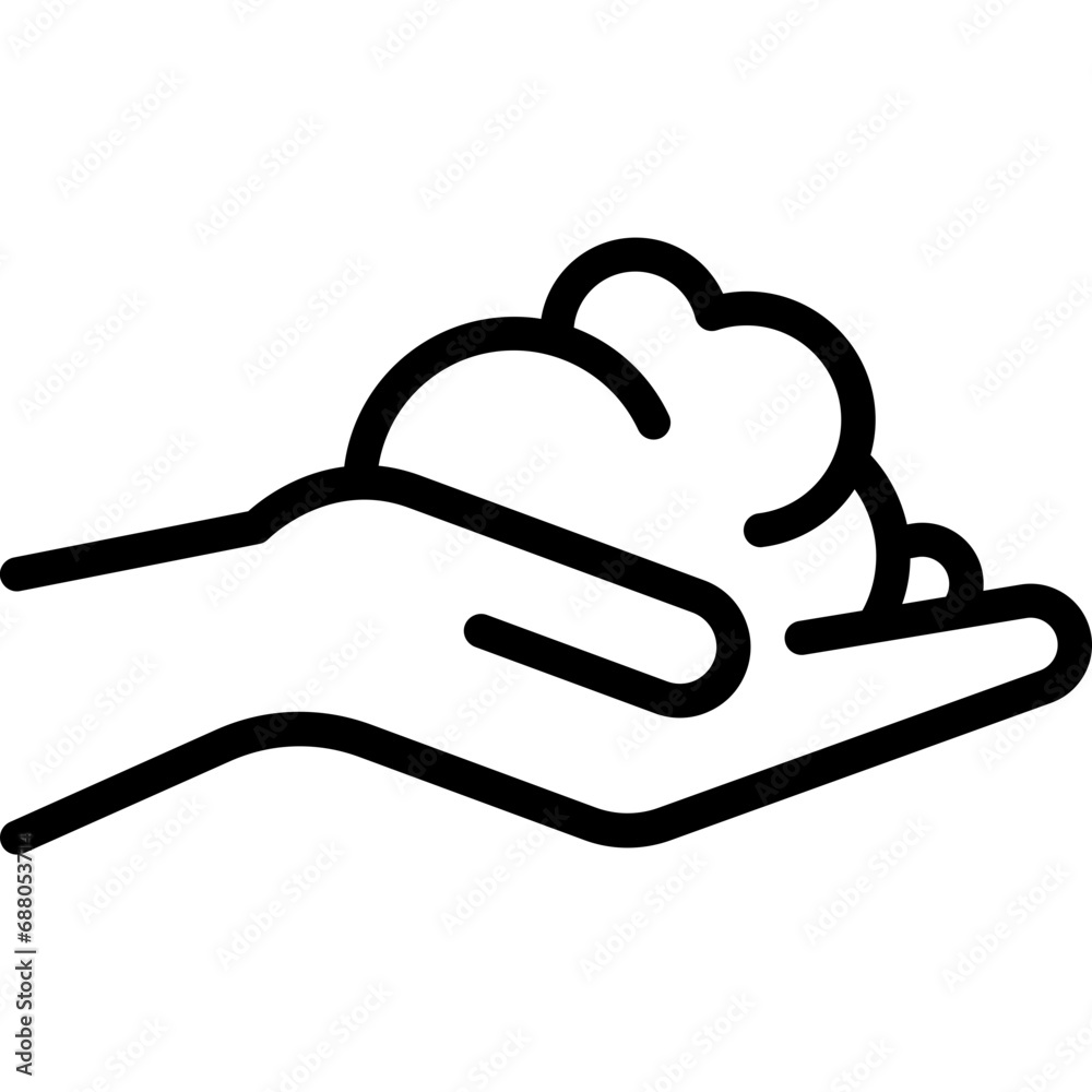 Facial wash in hand icon. Outline design. For presentation, graphic design, mobile application.