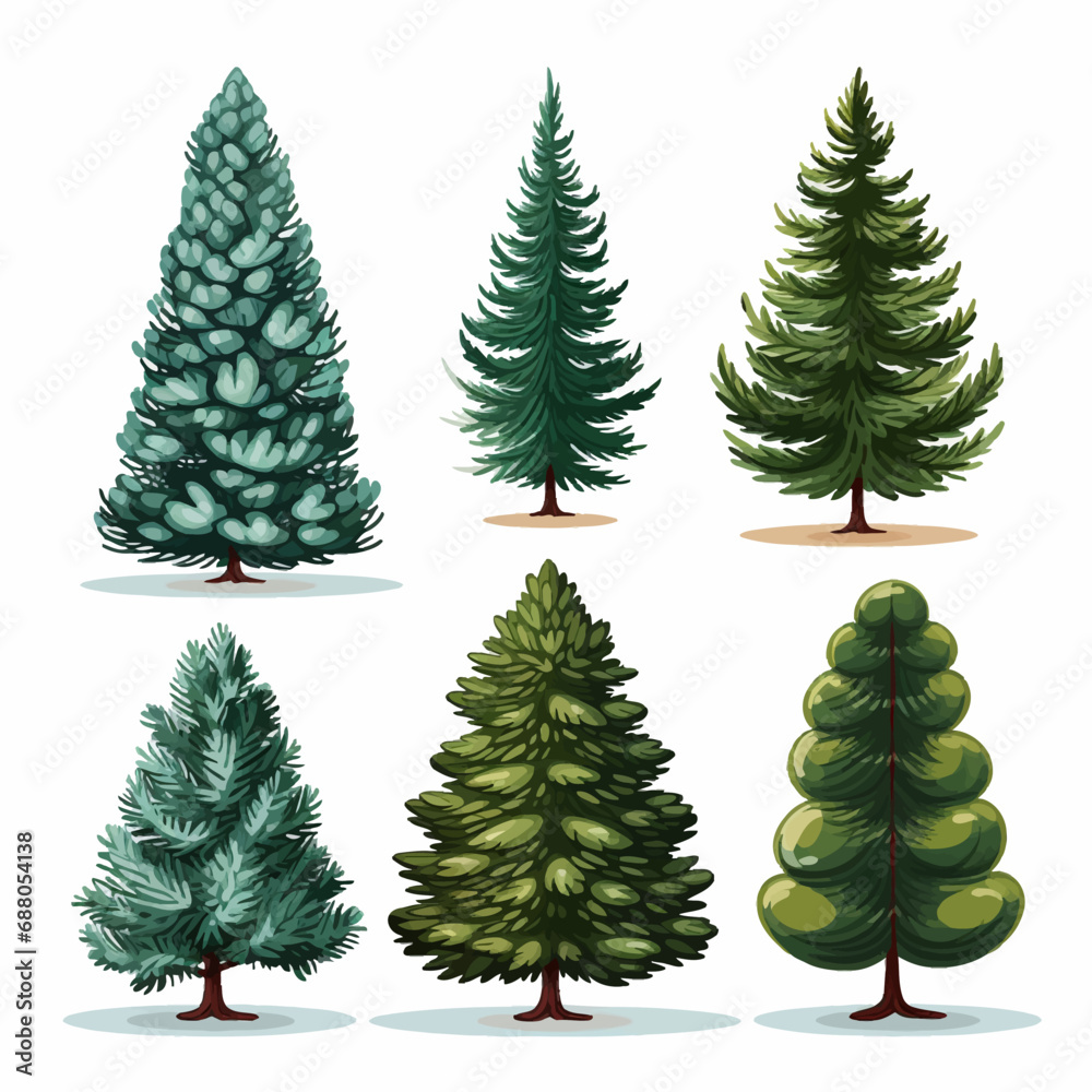 Obraz premium tree, christmas, winter, fir, snow, holiday, pine, forest, vector, green, nature, celebration, illustration, christmas tree, trees, decoration, xmas, season, evergreen, year, new, card, spruce, decemb