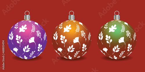 Set of shiny Christmas balls. Exclusive concept  hand-drawn  and highly rendered work for the upcoming Christmas.