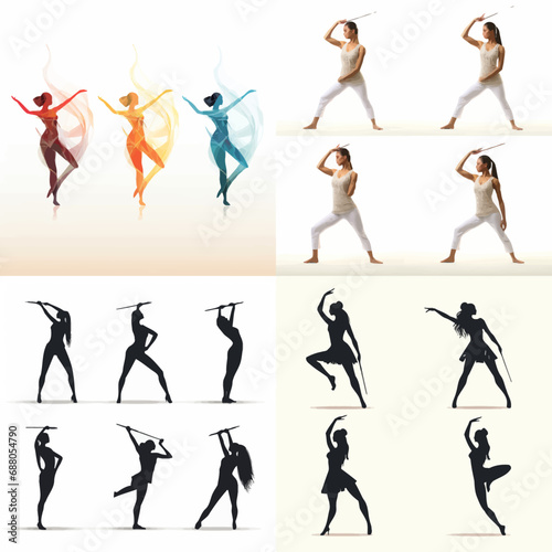 silhouette, vector, people, woman, dance, sport, illustration, fitness, body, yoga, black, dancer, pose, art, figure, ballet, silhouettes, jumping, person, action, exercise, fashion, dancing, gymnasti