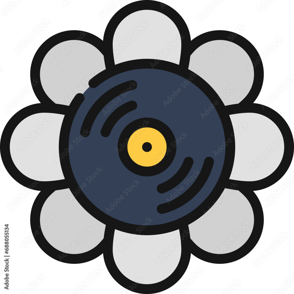 Obraz premium Flower Record Disc Icon