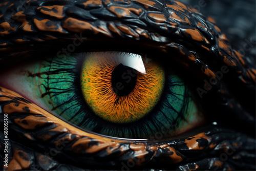 a close up of the eye of a green dragon, dragon green eye © Sabina Gahramanova
