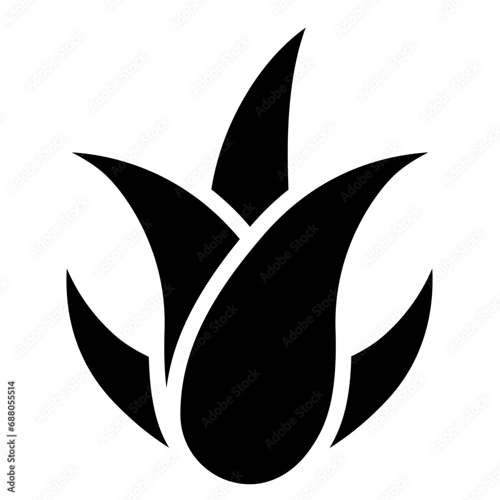 Aloe Vera icon. Solid design. For presentation, graphic design, mobile application.
