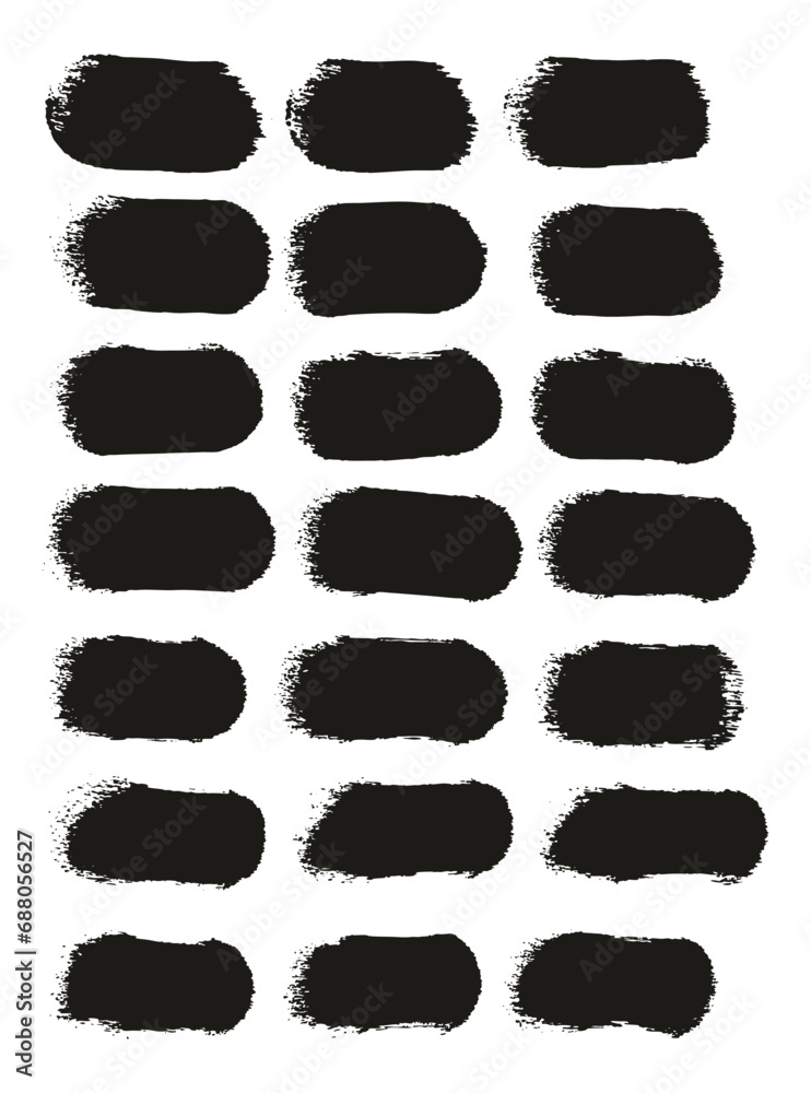 Hand Drawn Round Sponge Regular Artist Brush Straight Lines High Detail Abstract Vector Background Set 