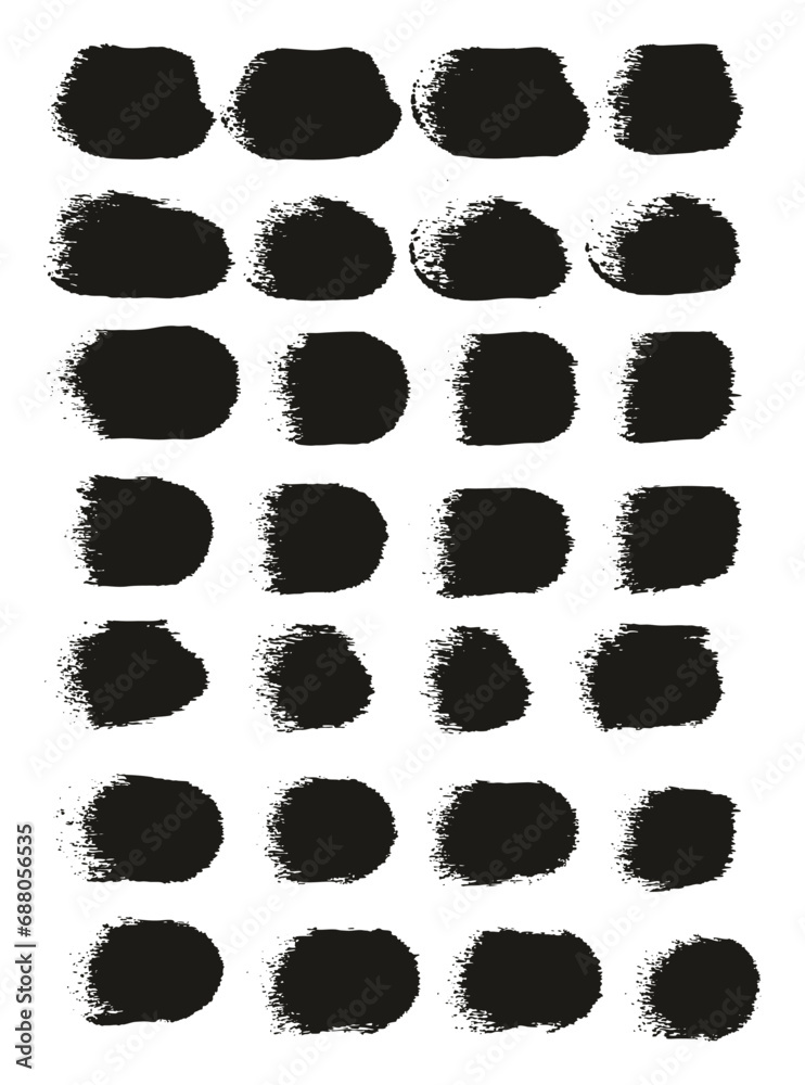 Hand Drawn Round Sponge Regular Artist Brush Straight Lines High Detail Abstract Vector Background Set Hand Drawn Round Sponge Regular Artist Brush Straight Lines High Detail Abstract Vector Background Set