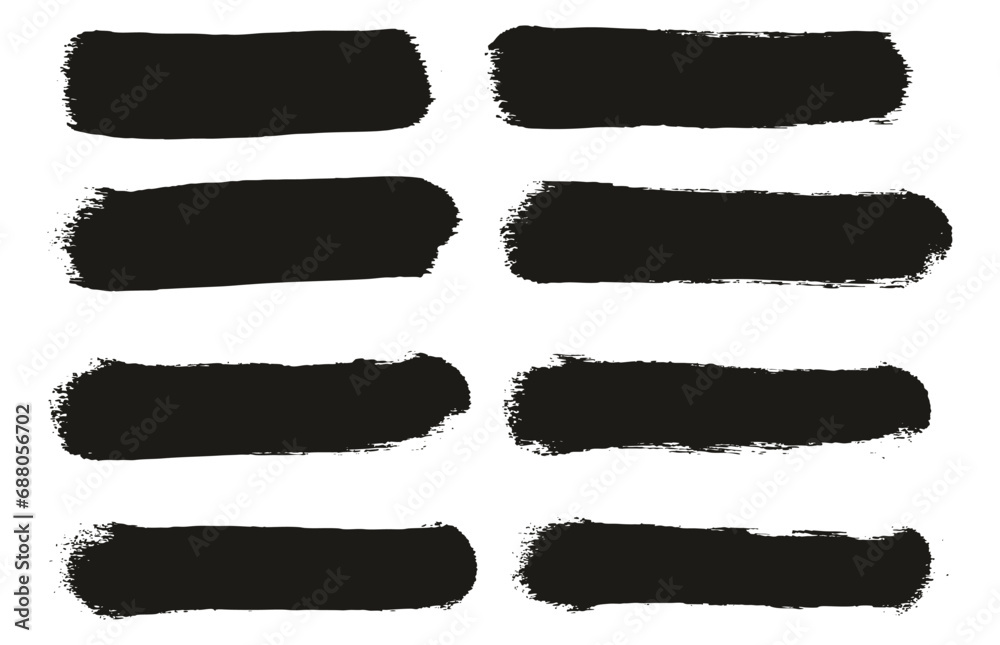 Hand Drawn Round Sponge Regular Artist Brush Straight Lines High Detail Abstract Vector Background Set 