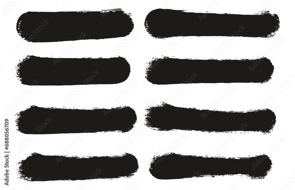 Hand Drawn Round Sponge Regular Artist Brush Straight Lines High Detail Abstract Vector Background Set 
