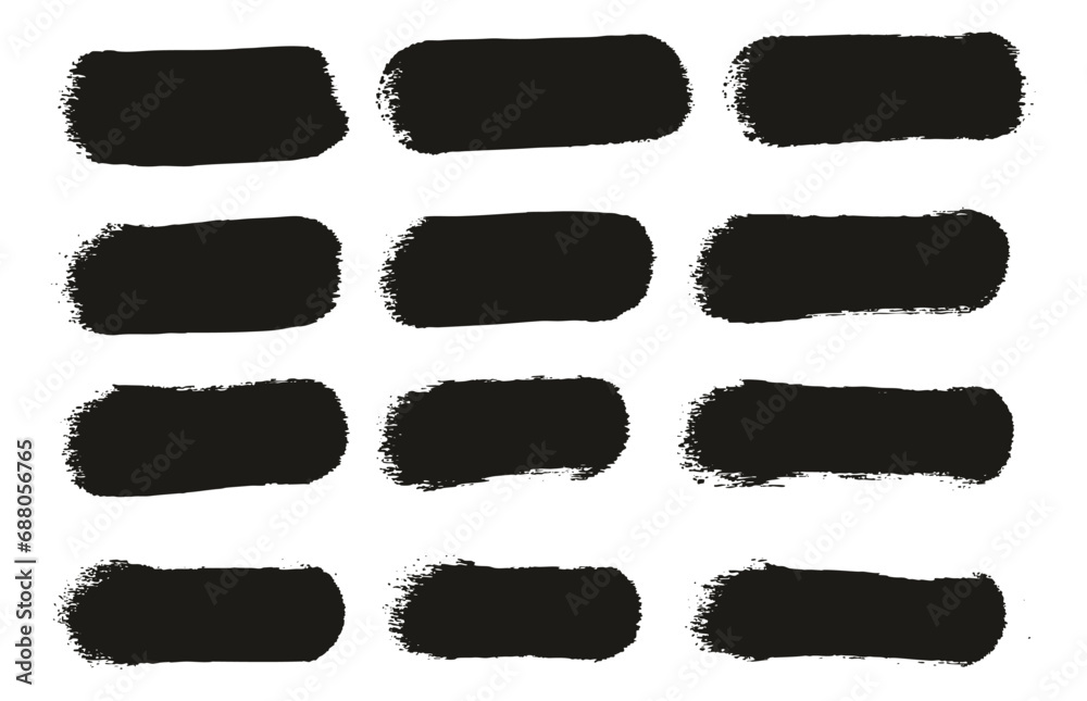 Hand Drawn Round Sponge Regular Artist Brush Straight Lines High Detail Abstract Vector Background Set Hand Drawn Round Sponge Regular Artist Brush Straight Lines High Detail Abstract Vector Background Set