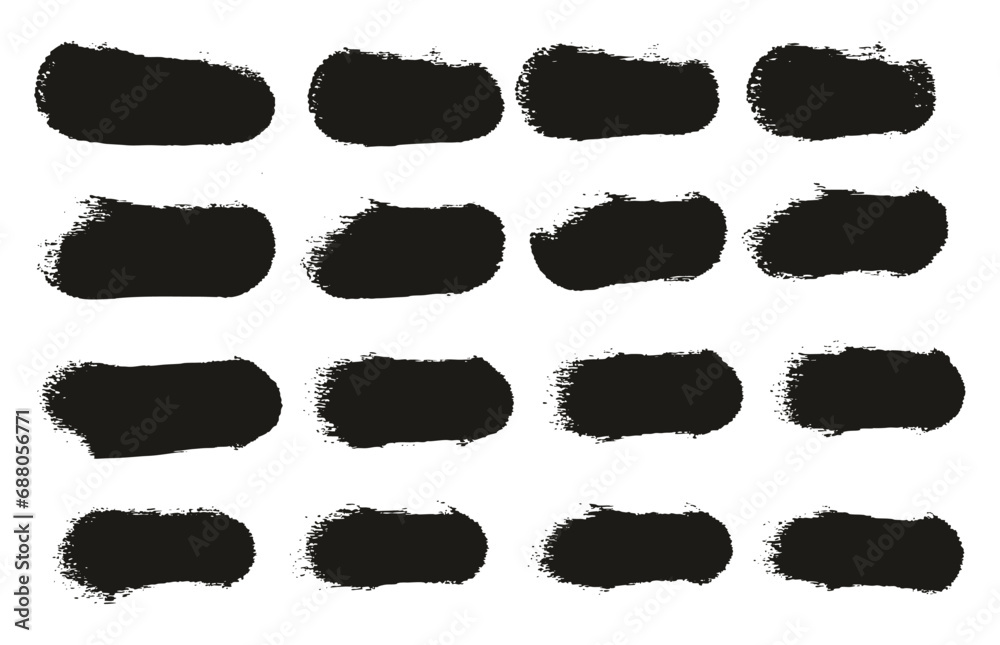 Hand Drawn Round Sponge Regular Artist Brush Straight Lines High Detail Abstract Vector Background Set Hand Drawn Round Sponge Regular Artist Brush Straight Lines High Detail Abstract Vector Background Set