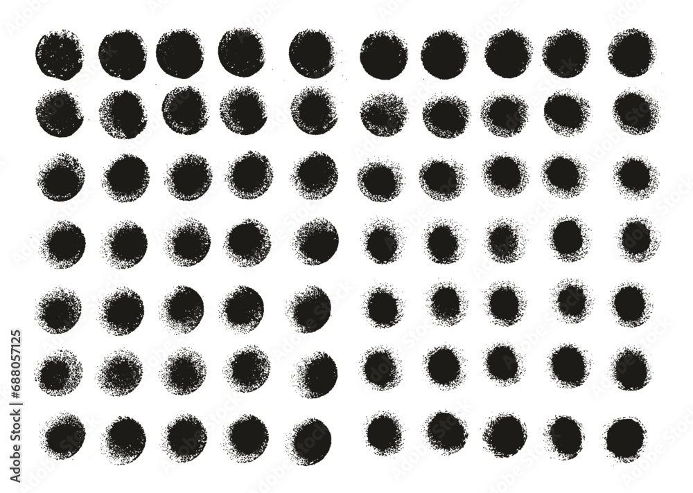 Fototapeta premium Hand Drawn Round Sponge Regular Artist Brush Straight Lines High Detail Abstract Vector Background Set 