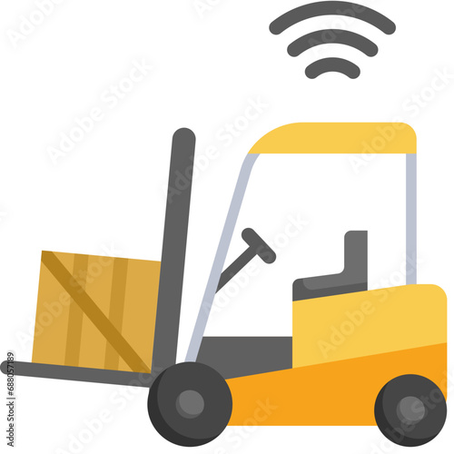 Driverless forklift icon. Flat design. For presentation, graphic design, mobile application.