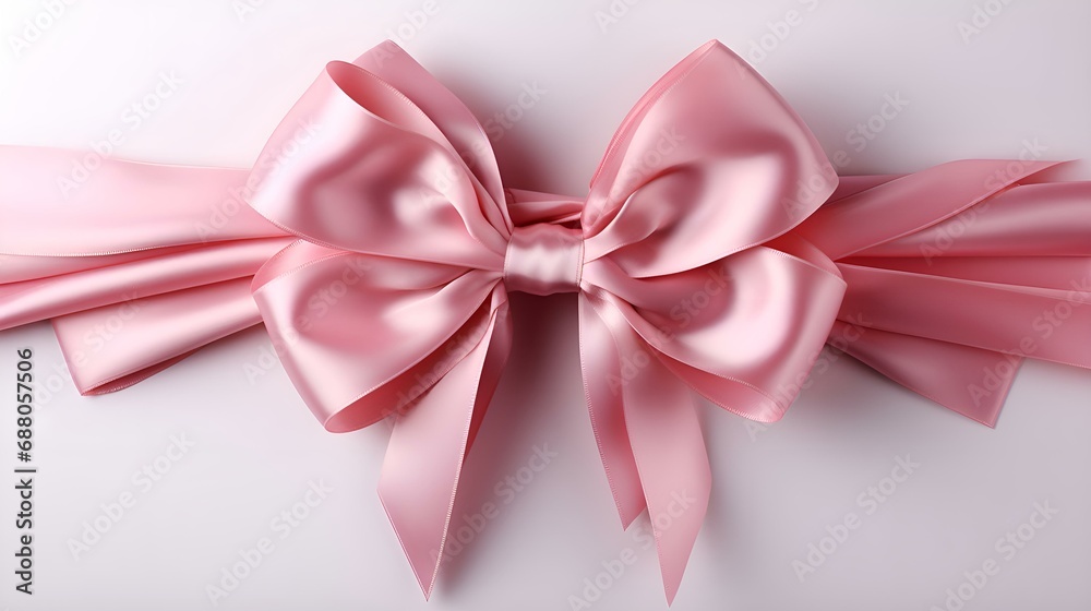 Pink gift bow on a white background: postcard, screensaver, layout, congratulations, holiday, gift, surprise, bright, big Pink gift bow on a white background: postcard, screensaver, layout, congratulations, holiday, gift, surprise, bright, big