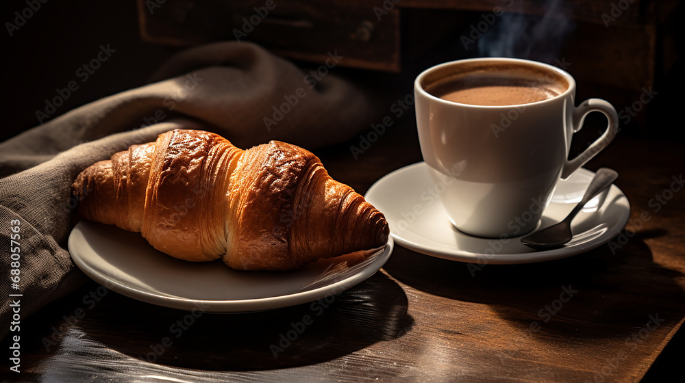 Coffee and croissant breakfast Coffee and croissant breakfast