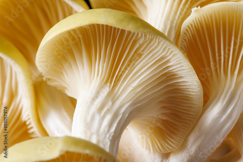 Macro of yellow oyster mushrooms 