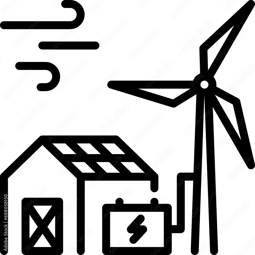 Green energy solutions icon. Outline design. For presentation, graphic design, mobile application.