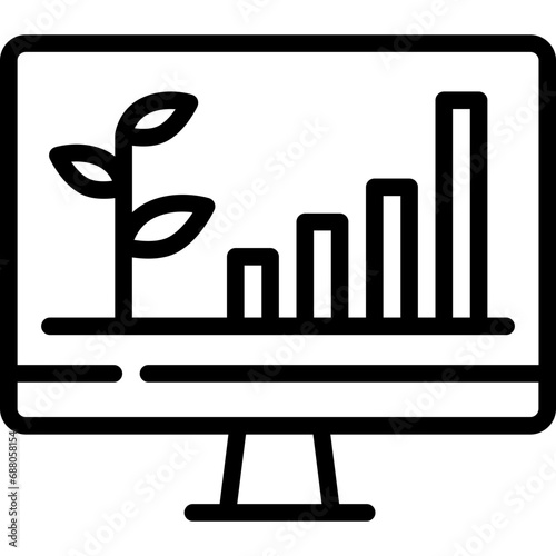 Plant growing report icon. Outline design. For presentation, graphic design, mobile application.