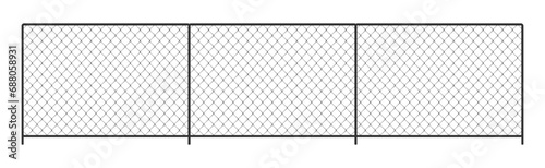 Chain link fence vector isolated on white , Metal Wire Fence. photo