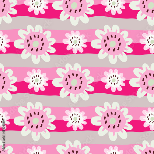 Elegant and colorful abstract flower design in a seamless pattern.