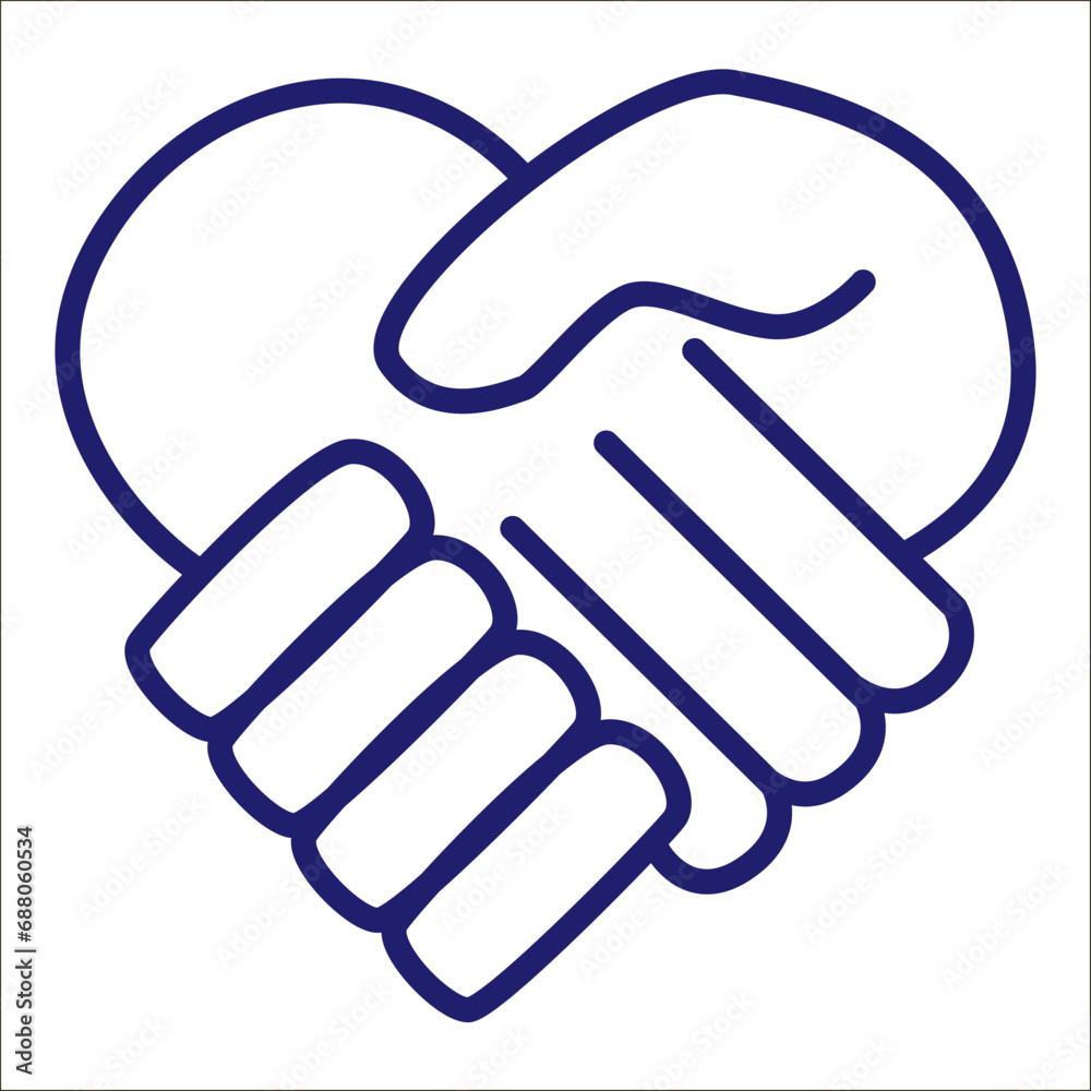 Handshake line vector icon. Partnership and agreement symbol. Outline design.	