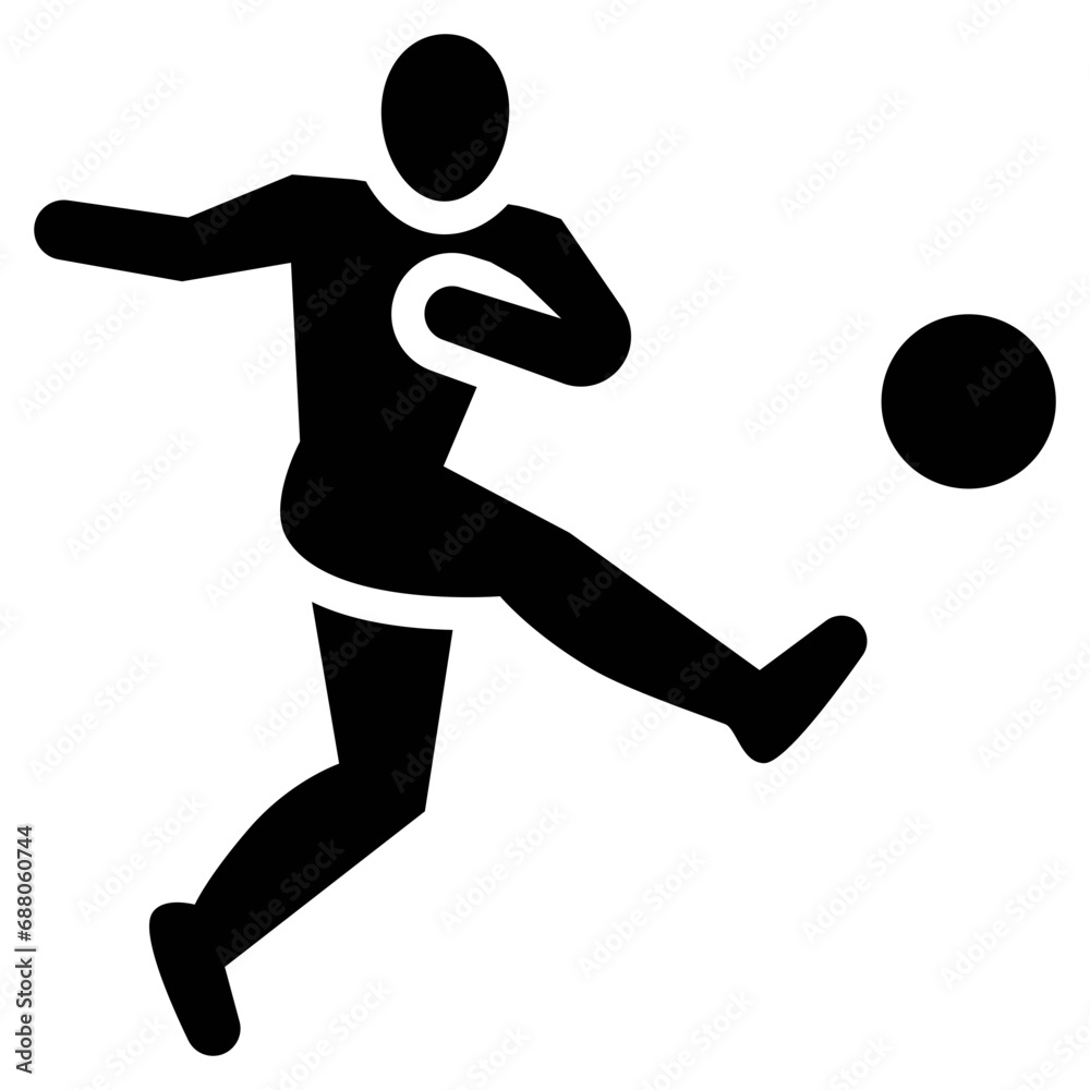 Soccer player icon. Solid design. For presentation, graphic design, mobile application.