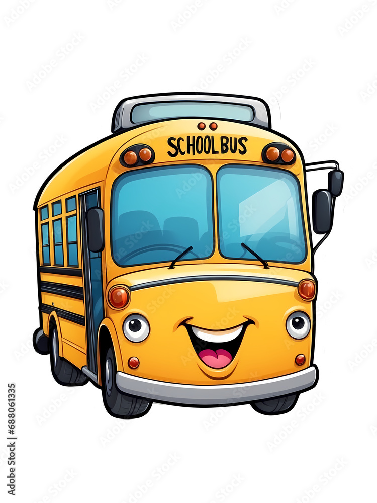 Brighten up your notebooks, walls, or gadgets with this adorable cartoon style school bus sticker. Vibrant colors and a cute design make it perfect for adding a playful touch to any surface.