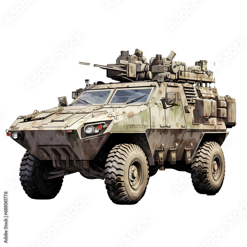 military truck on the png transparent background, easy to decorate projects.