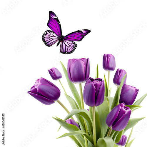 bouquet of tulips on the png transparent background, easy to decorate projects. © I LOVE PNG